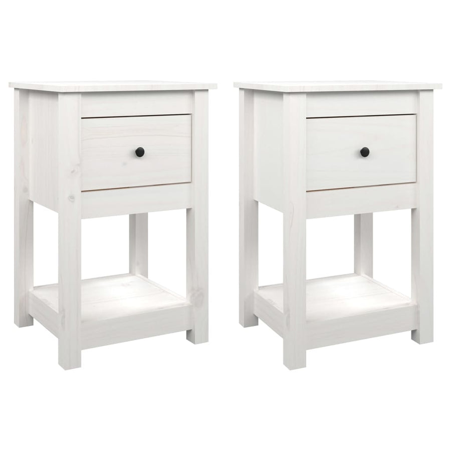 Nachtkastjes 2 St 40X35X61,5 Cm Massief Grenenhout Wit