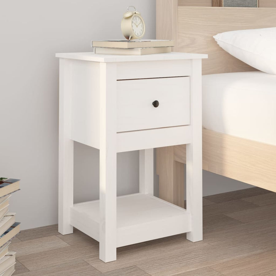 Nachtkastjes 2 St 40X35X61,5 Cm Massief Grenenhout Wit