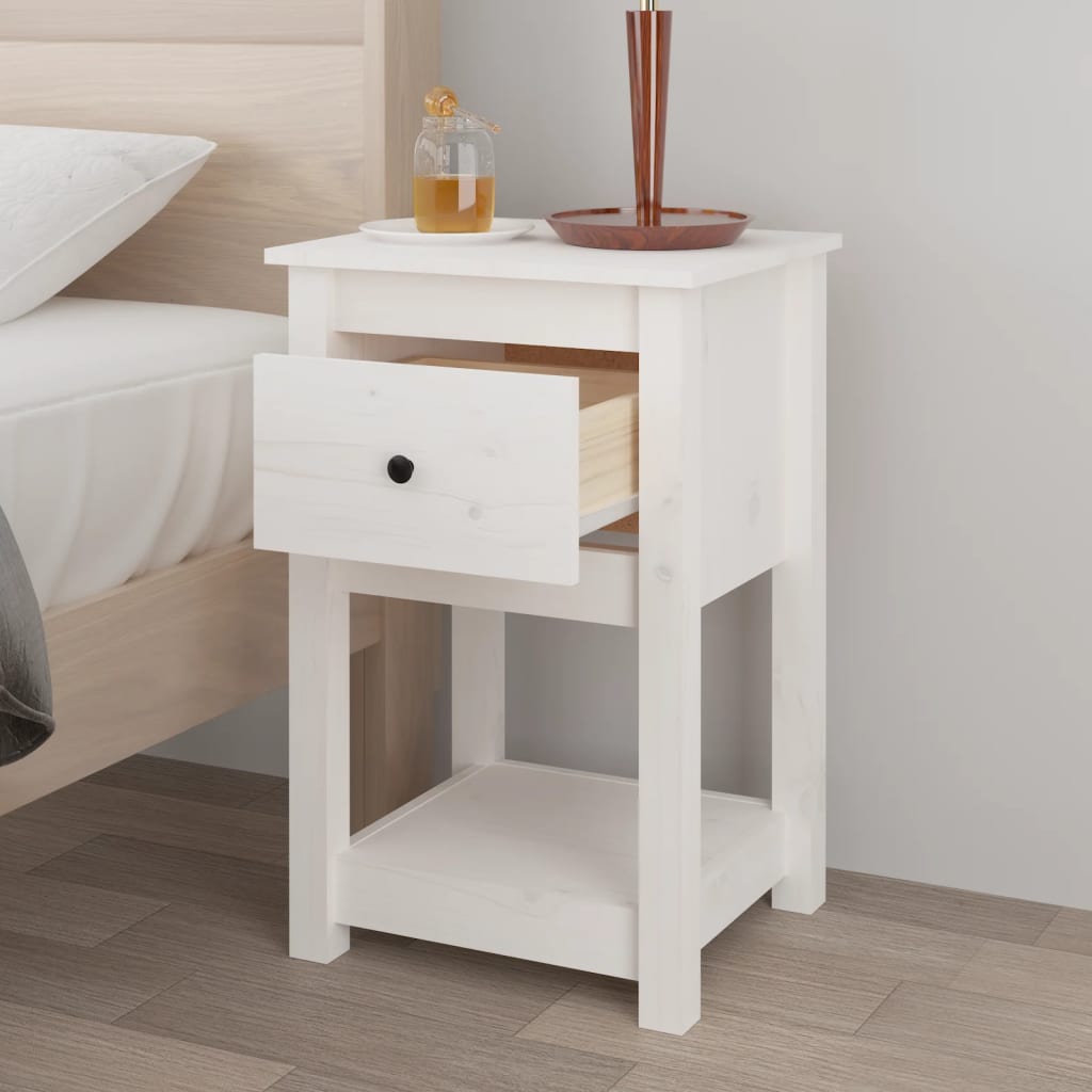 Nachtkastjes 2 St 40X35X61,5 Cm Massief Grenenhout Wit
