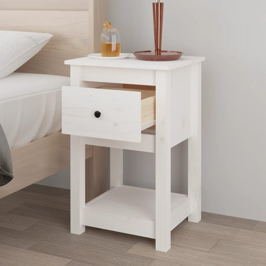 Nachtkastjes 2 St 40X35X61,5 Cm Massief Grenenhout Wit