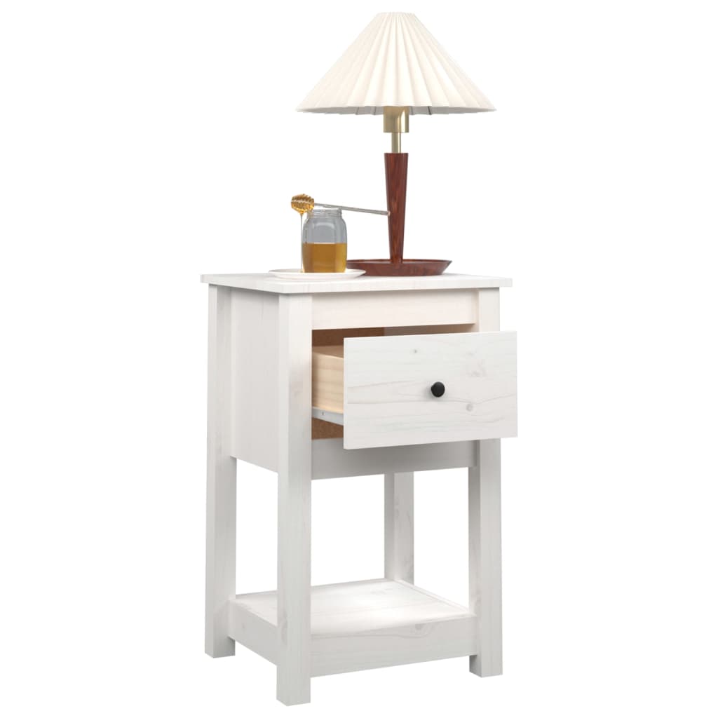 Nachtkastjes 2 St 40X35X61,5 Cm Massief Grenenhout Wit