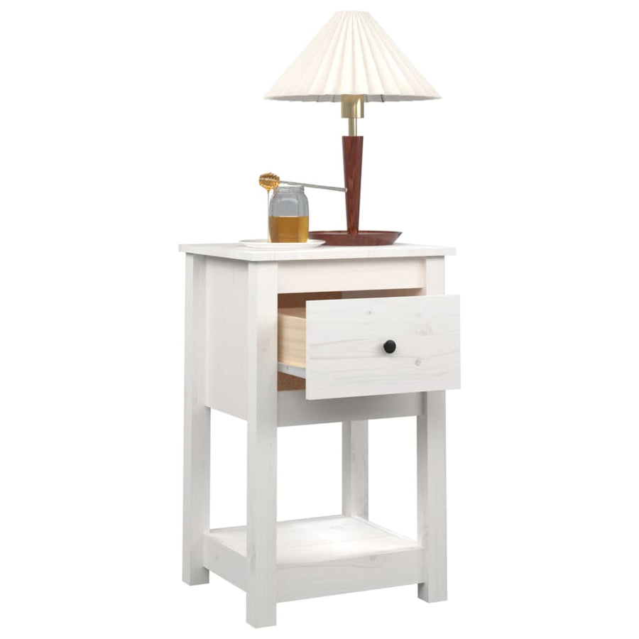 Nachtkastjes 2 St 40X35X61,5 Cm Massief Grenenhout Wit