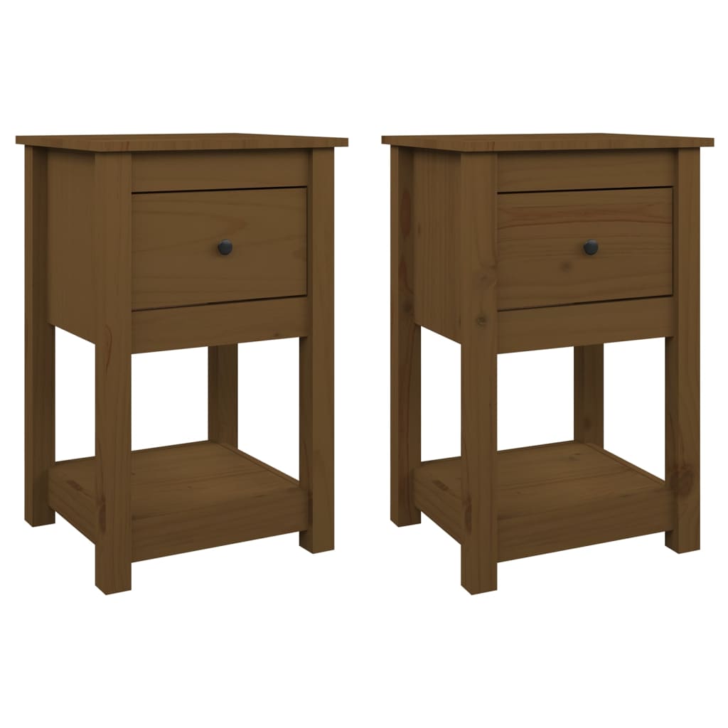 Nachtkastjes 2 St 40X35X61,5 Cm Massief Grenenhout Honingbruin