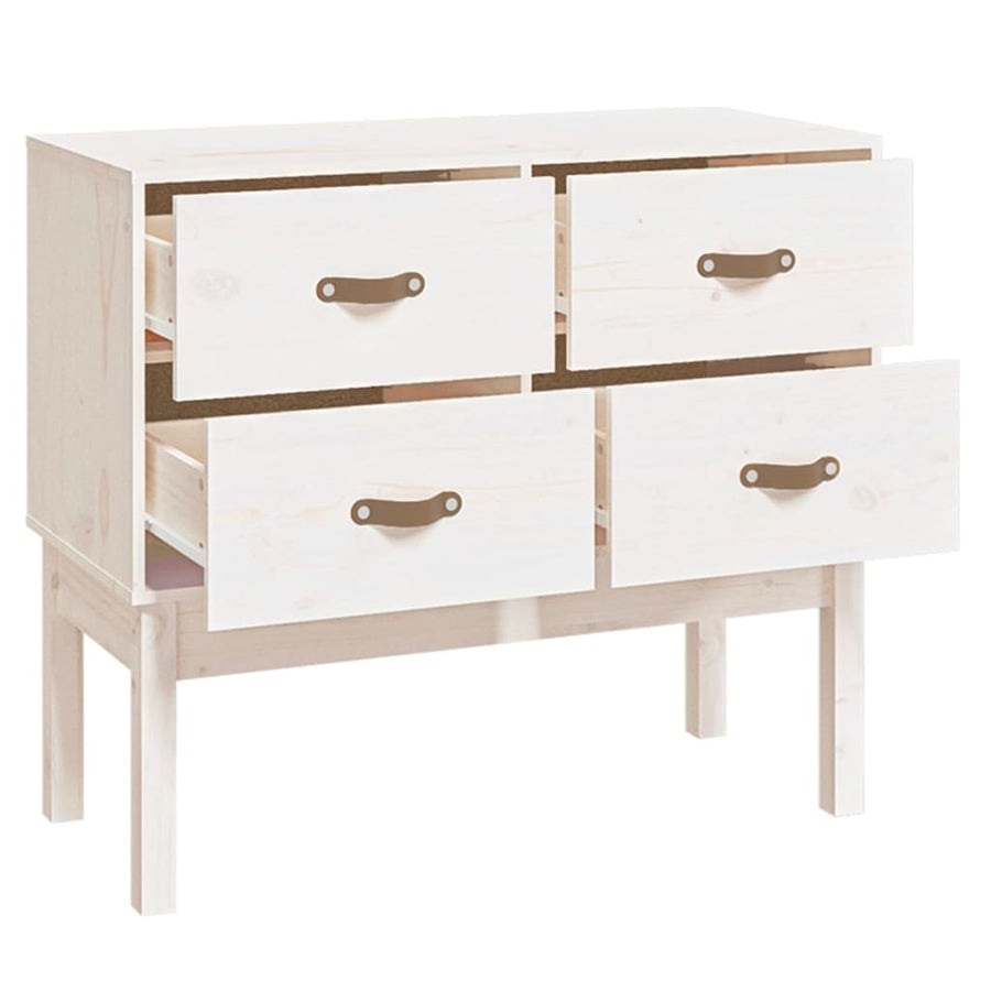 Wandkast 90X40X78 Cm Massief Grenenhout Wit