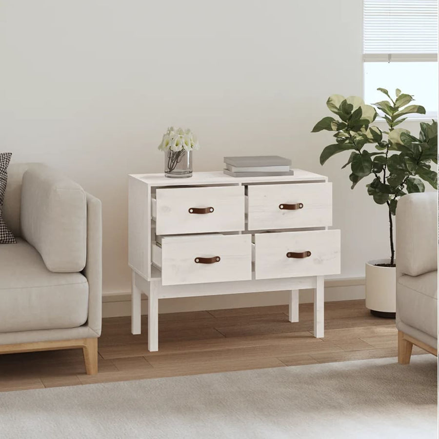 Wandkast 90X40X78 Cm Massief Grenenhout Wit