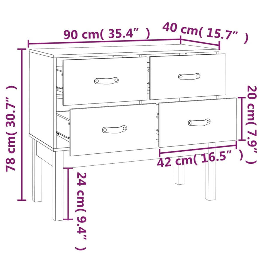 Wandkast 90X40X78 Cm Massief Grenenhout Grijs