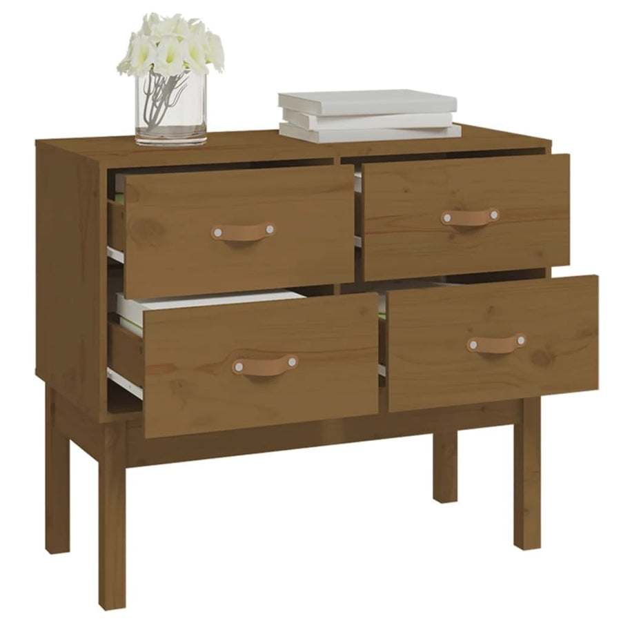 Wandkast 90X40X78 Cm Massief Grenenhout Honingbruin