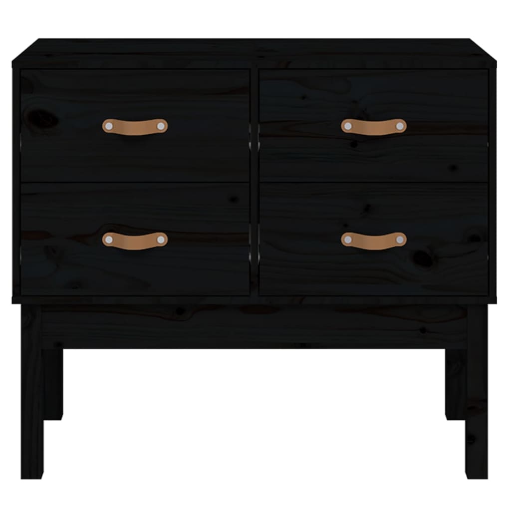 Wandkast 90X40X78 Cm Massief Grenenhout Zwart
