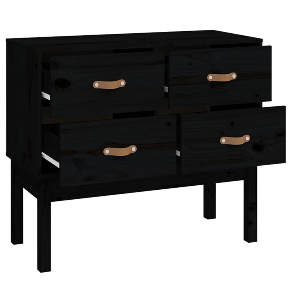 Wandkast 90X40X78 Cm Massief Grenenhout Zwart