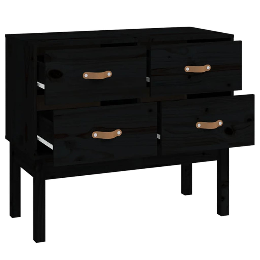 Wandkast 90X40X78 Cm Massief Grenenhout Zwart