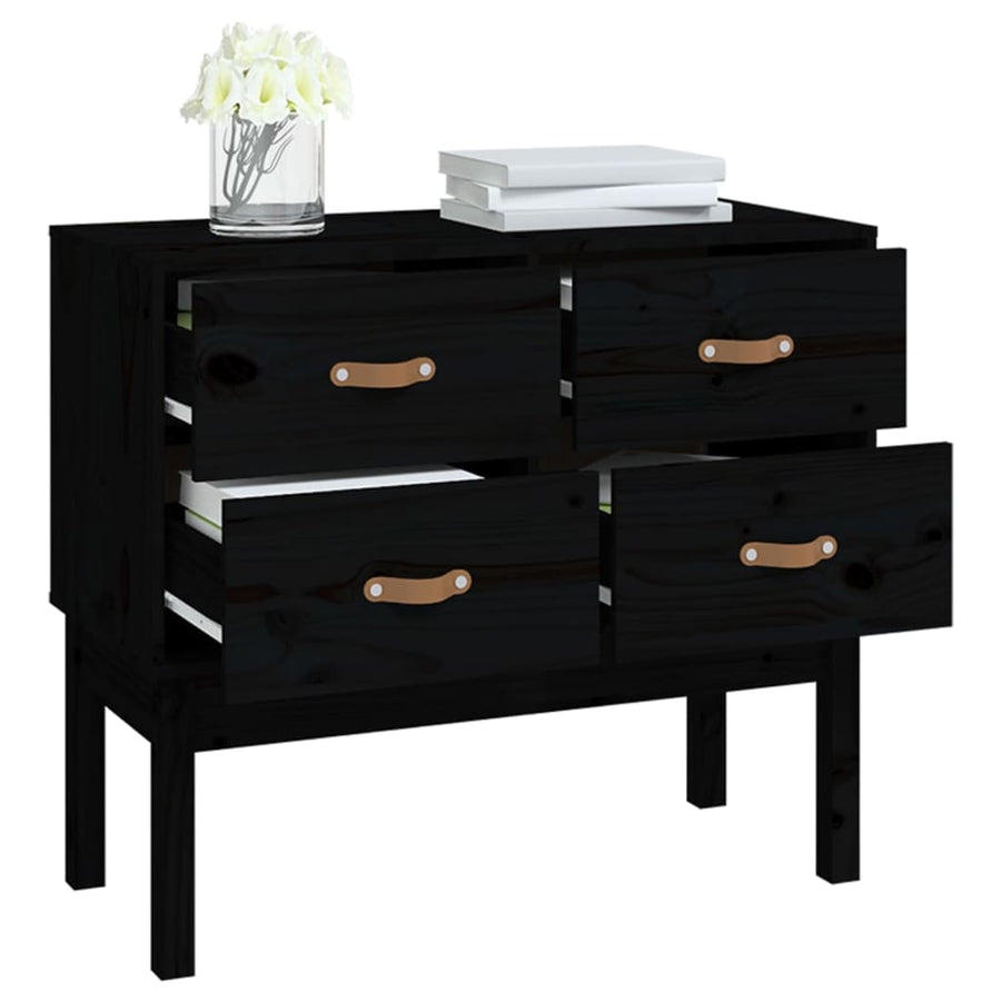 Wandkast 90X40X78 Cm Massief Grenenhout Zwart