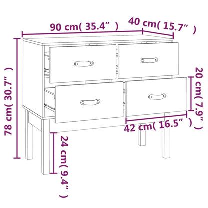 Wandkast 90X40X78 Cm Massief Grenenhout Zwart