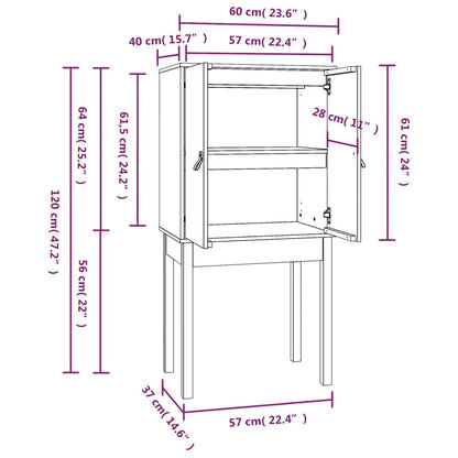Hoge Kast 60X40X120 Cm Massief Grenenhout Honingbruin