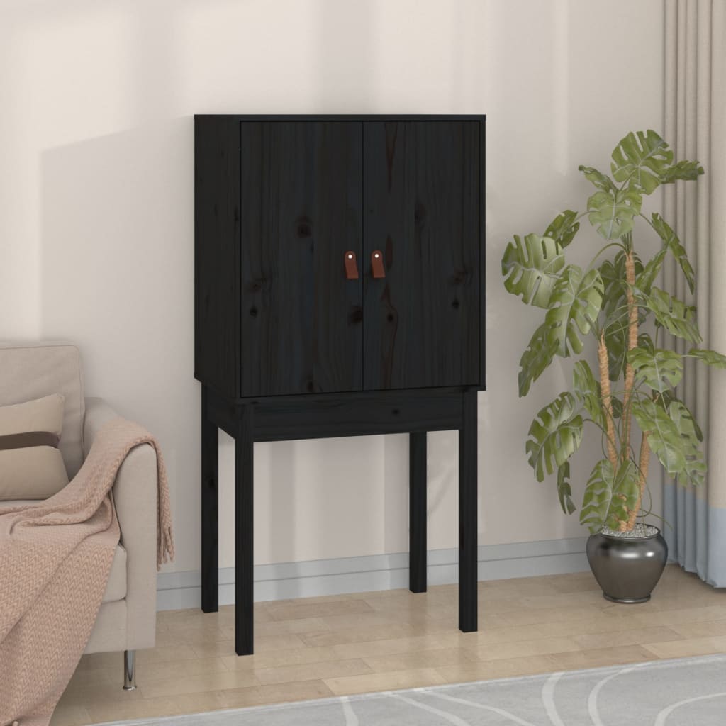 Hoge Kast 60X40X120 Cm Massief Grenenhout Zwart