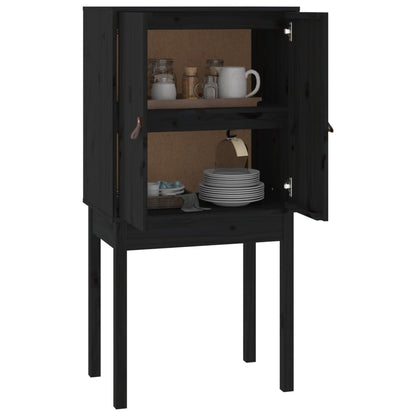 Hoge Kast 60X40X120 Cm Massief Grenenhout Zwart