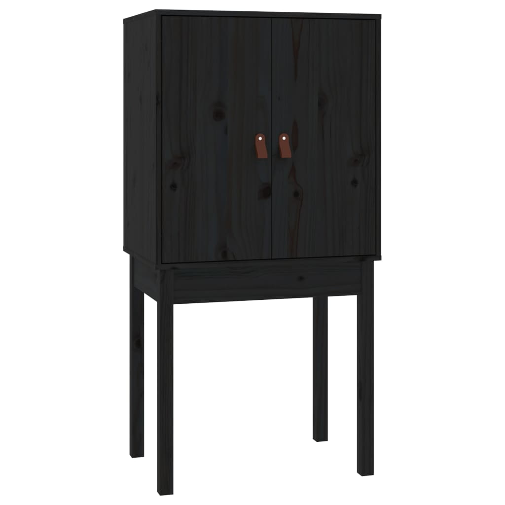 Hoge Kast 60X40X120 Cm Massief Grenenhout Zwart