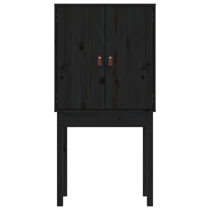 Hoge Kast 60X40X120 Cm Massief Grenenhout Zwart