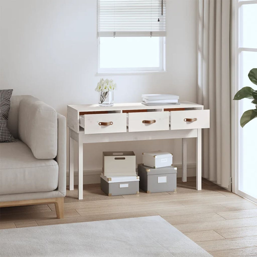 Wandtafel 114X40X75 Cm Massief Grenenhout Wit