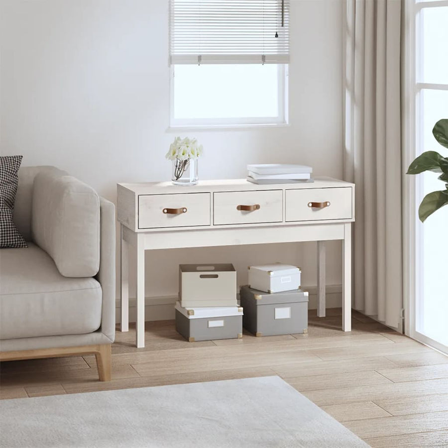 Wandtafel 114X40X75 Cm Massief Grenenhout Wit