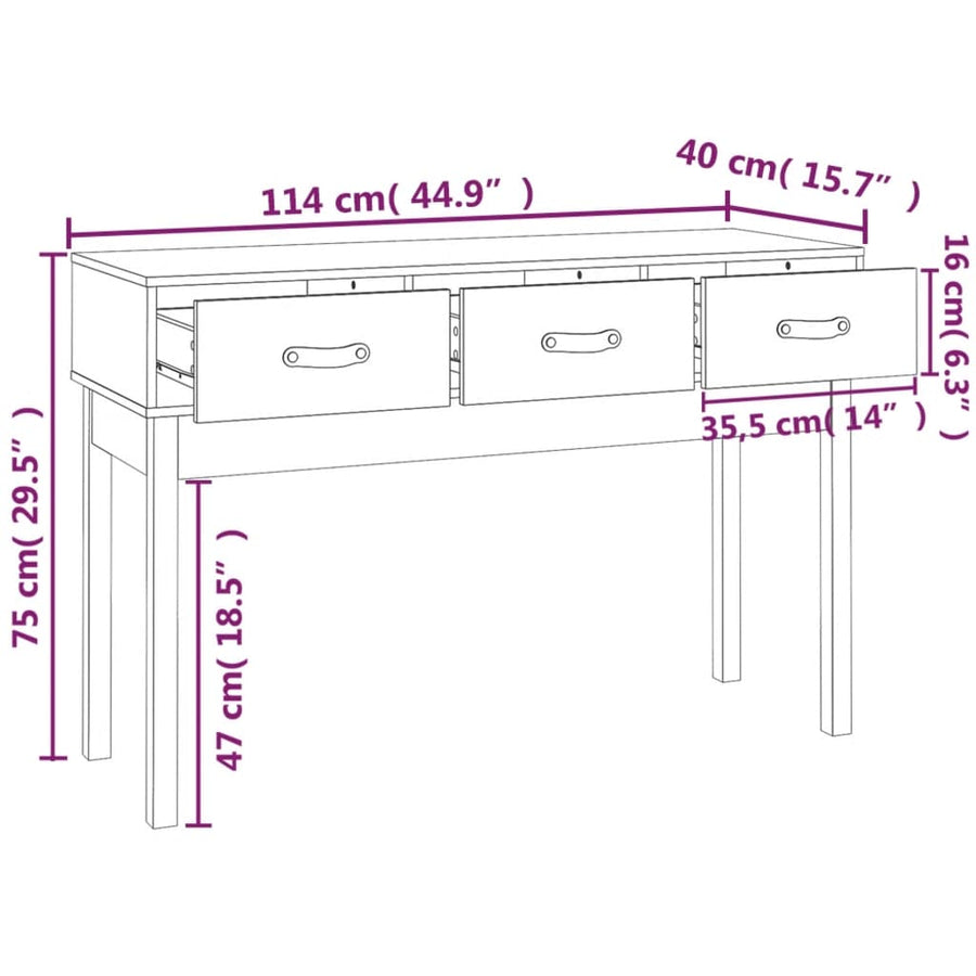 Wandtafel 114X40X75 Cm Massief Grenenhout Grijs