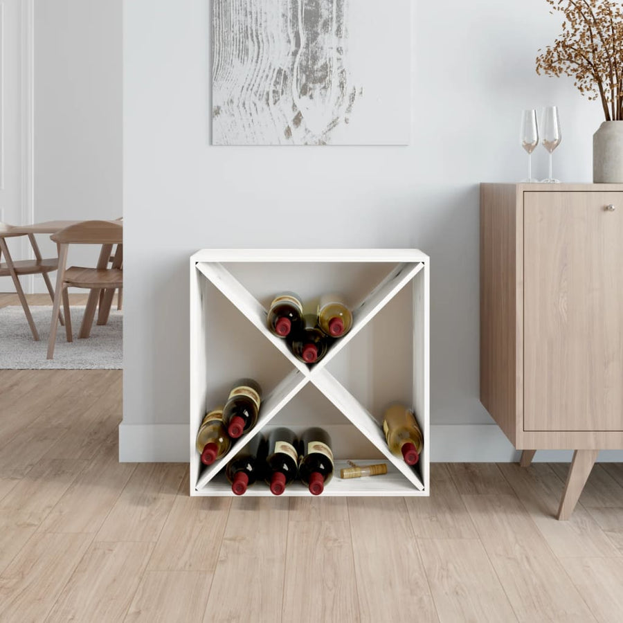 Wijnkast 62X25X62 Cm Massief Grenenhout Wit