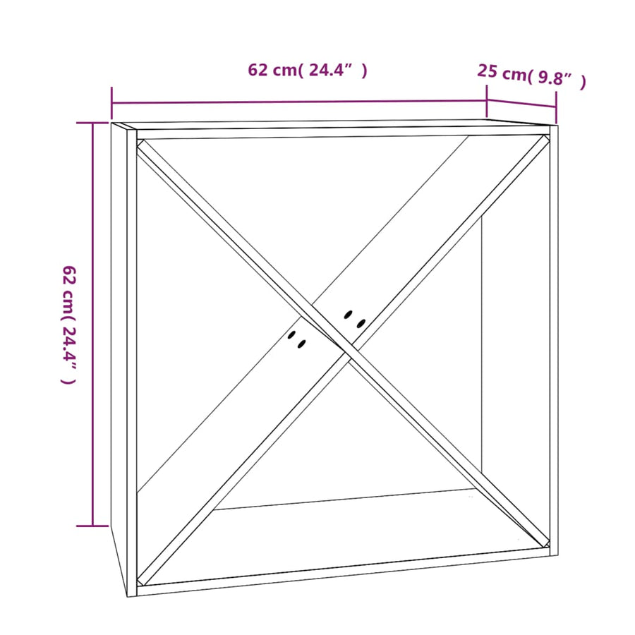 Wijnkast 62X25X62 Cm Massief Grenenhout Wit