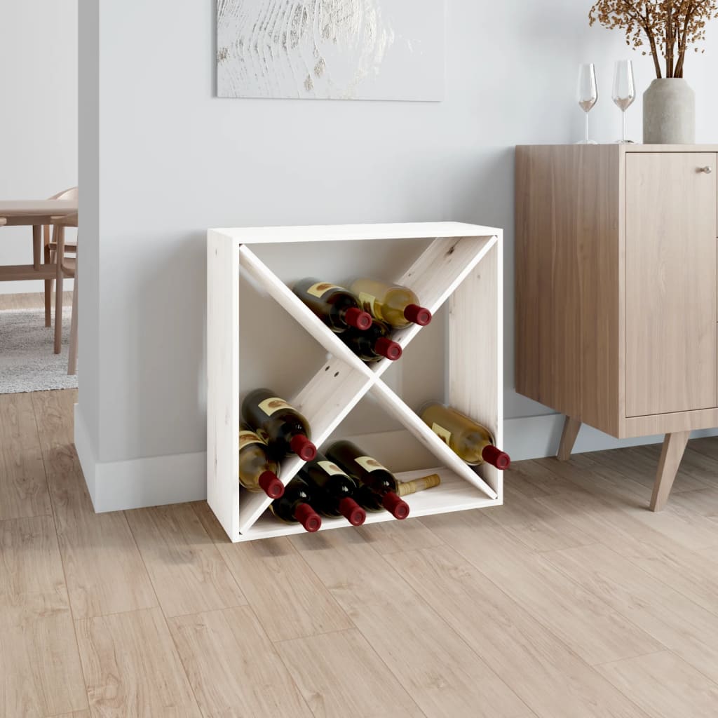 Wijnkast 62X25X62 Cm Massief Grenenhout Wit