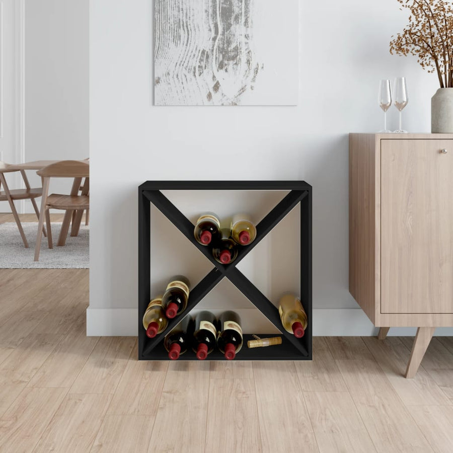 Wijnkast 62X25X62 Cm Massief Grenenhout Zwart