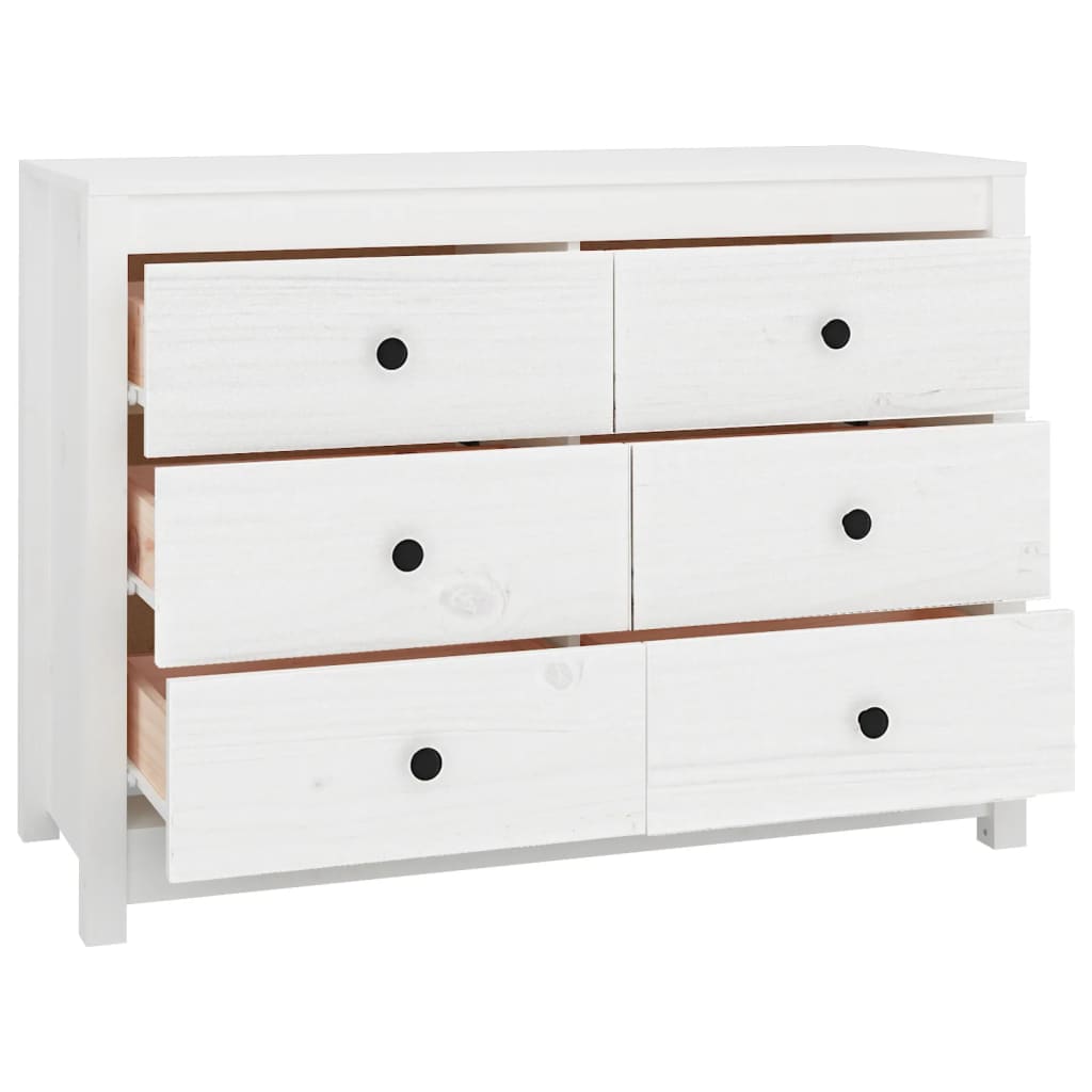 Dressoir 100X40X72 Cm Massief Grenenhout Wit