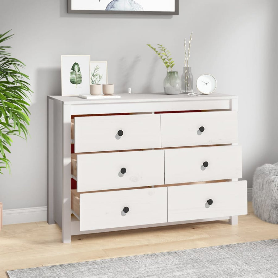 Dressoir 100X40X72 Cm Massief Grenenhout Wit