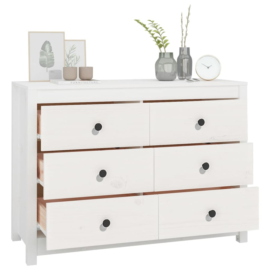 Dressoir 100X40X72 Cm Massief Grenenhout Wit