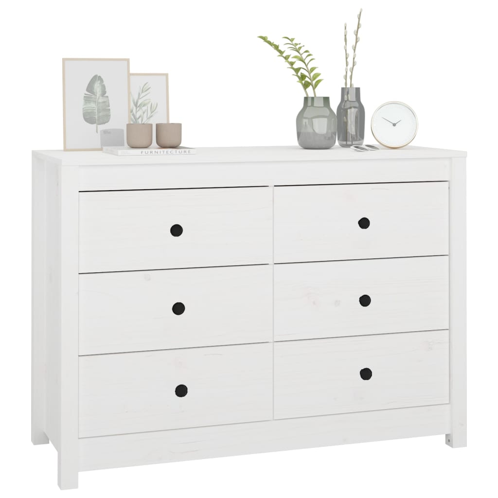 Dressoir 100X40X72 Cm Massief Grenenhout Wit