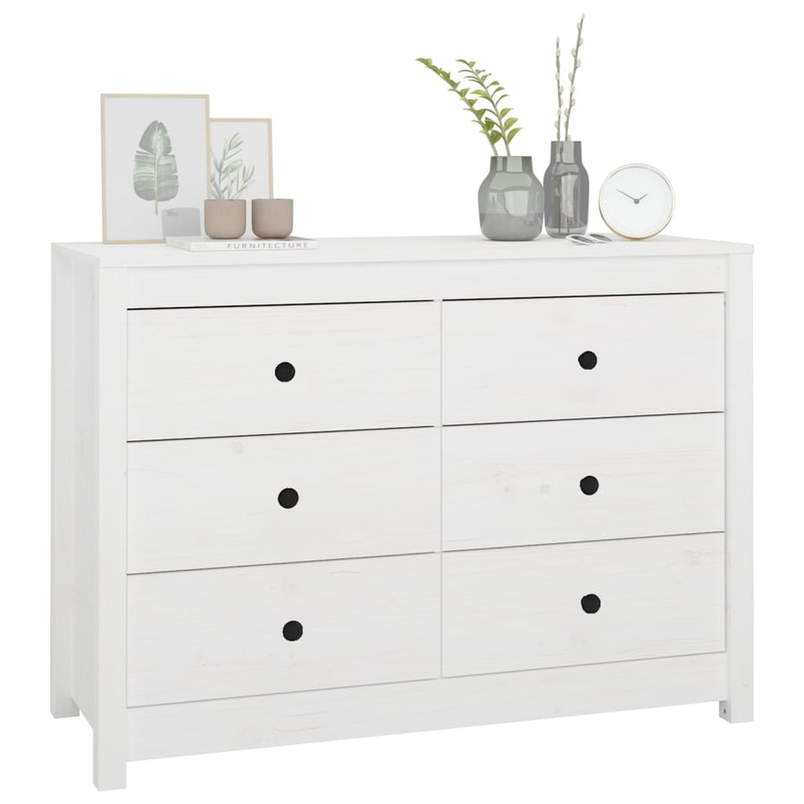 Dressoir 100X40X72 Cm Massief Grenenhout Wit
