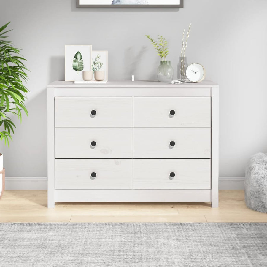 Dressoir 100X40X72 Cm Massief Grenenhout Wit