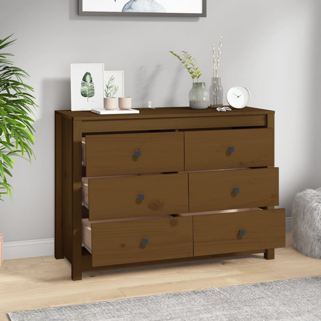 Dressoir 100X40X72 Cm Massief Grenenhout Honingbruin