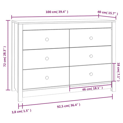 Dressoir 100X40X72 Cm Massief Grenenhout Honingbruin