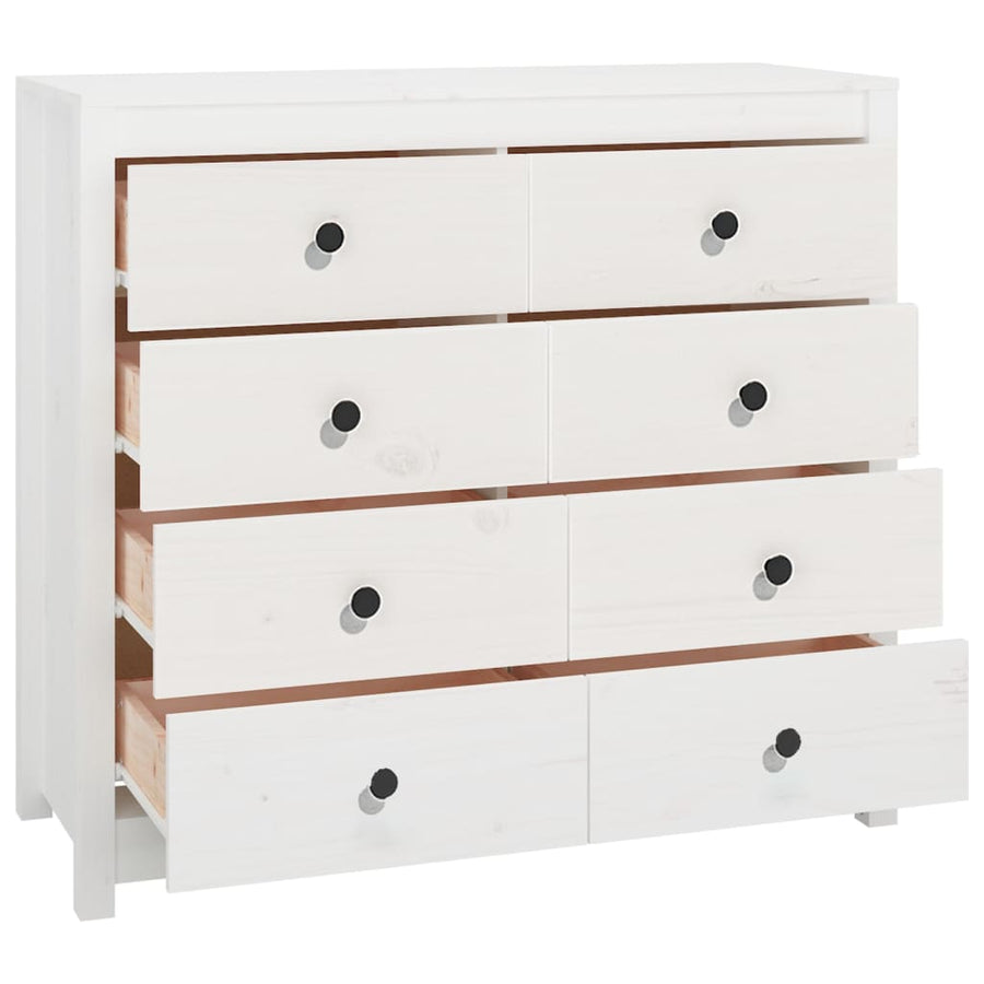 Dressoir 100X40X90 Cm Massief Grenenhout Wit
