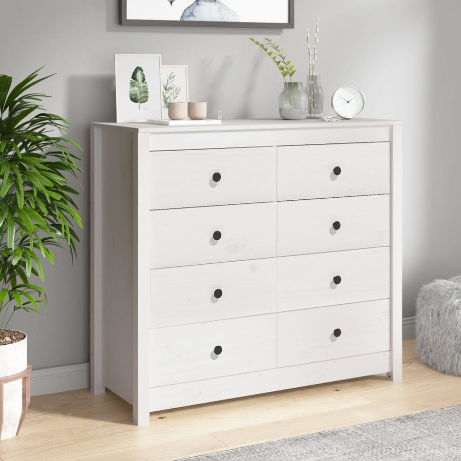 Dressoir 100X40X90 Cm Massief Grenenhout Wit