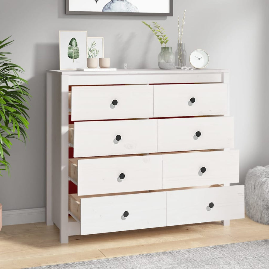 Dressoir 100X40X90 Cm Massief Grenenhout Wit