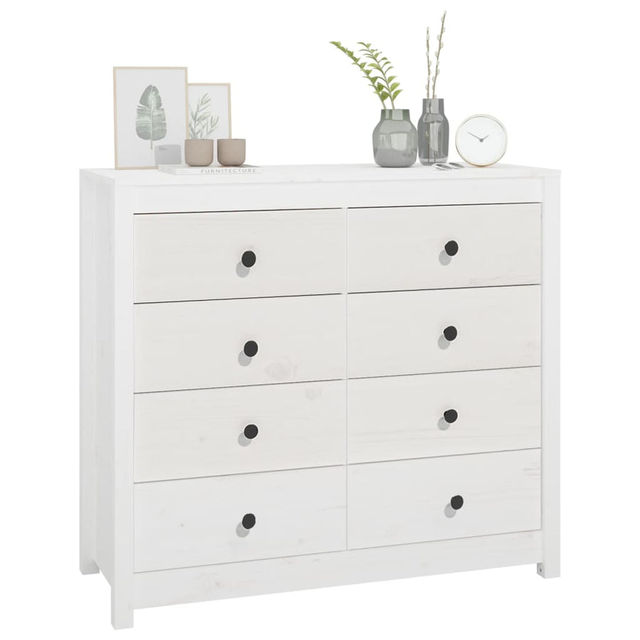 Dressoir 100X40X90 Cm Massief Grenenhout Wit