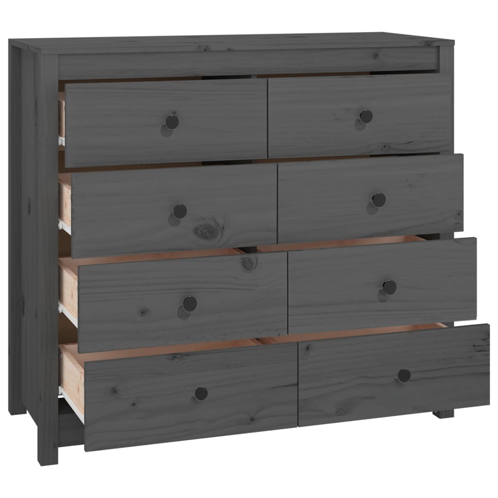 Dressoir 100X40X90 Cm Massief Grenenhout Grijs