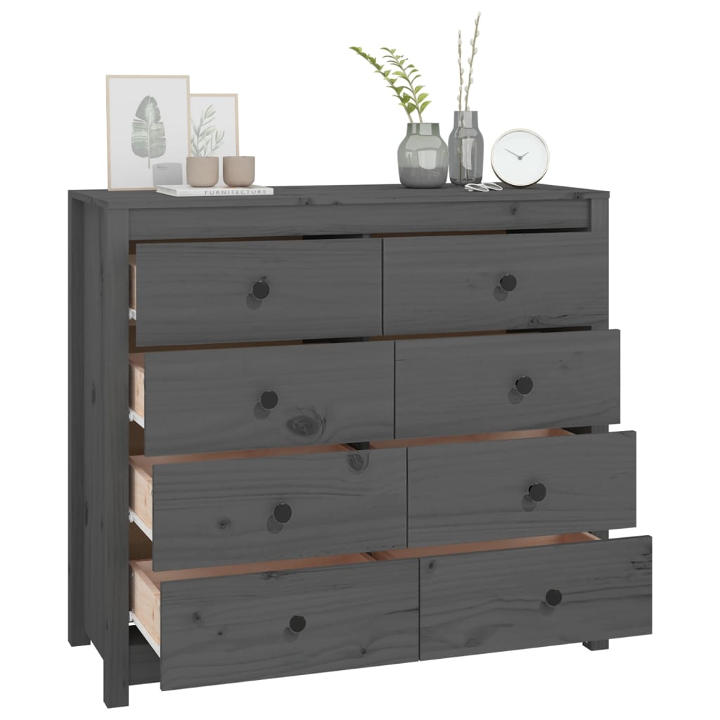 Dressoir 100X40X90 Cm Massief Grenenhout Grijs