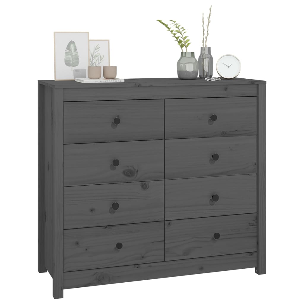 Dressoir 100X40X90 Cm Massief Grenenhout Grijs