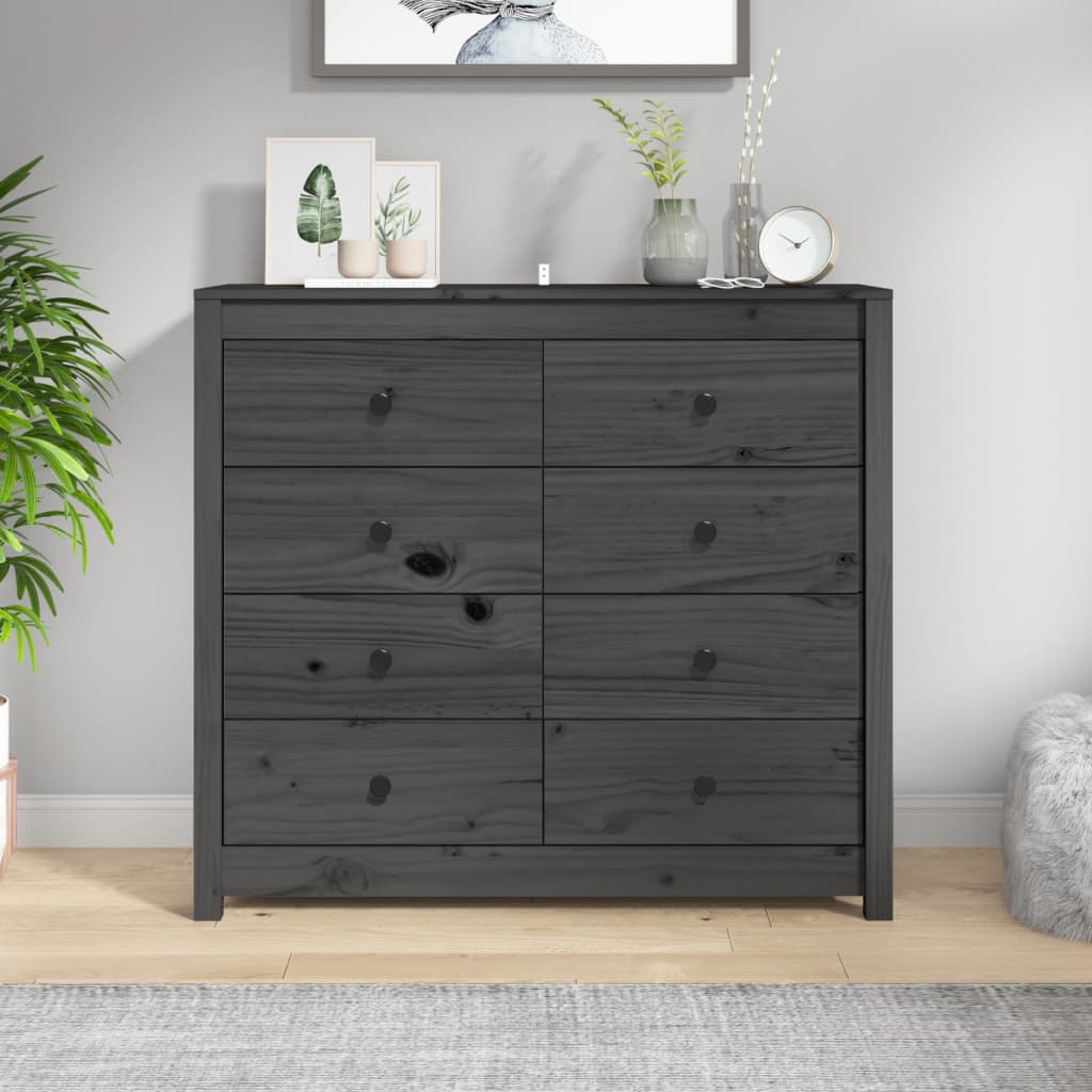Dressoir 100X40X90 Cm Massief Grenenhout Grijs