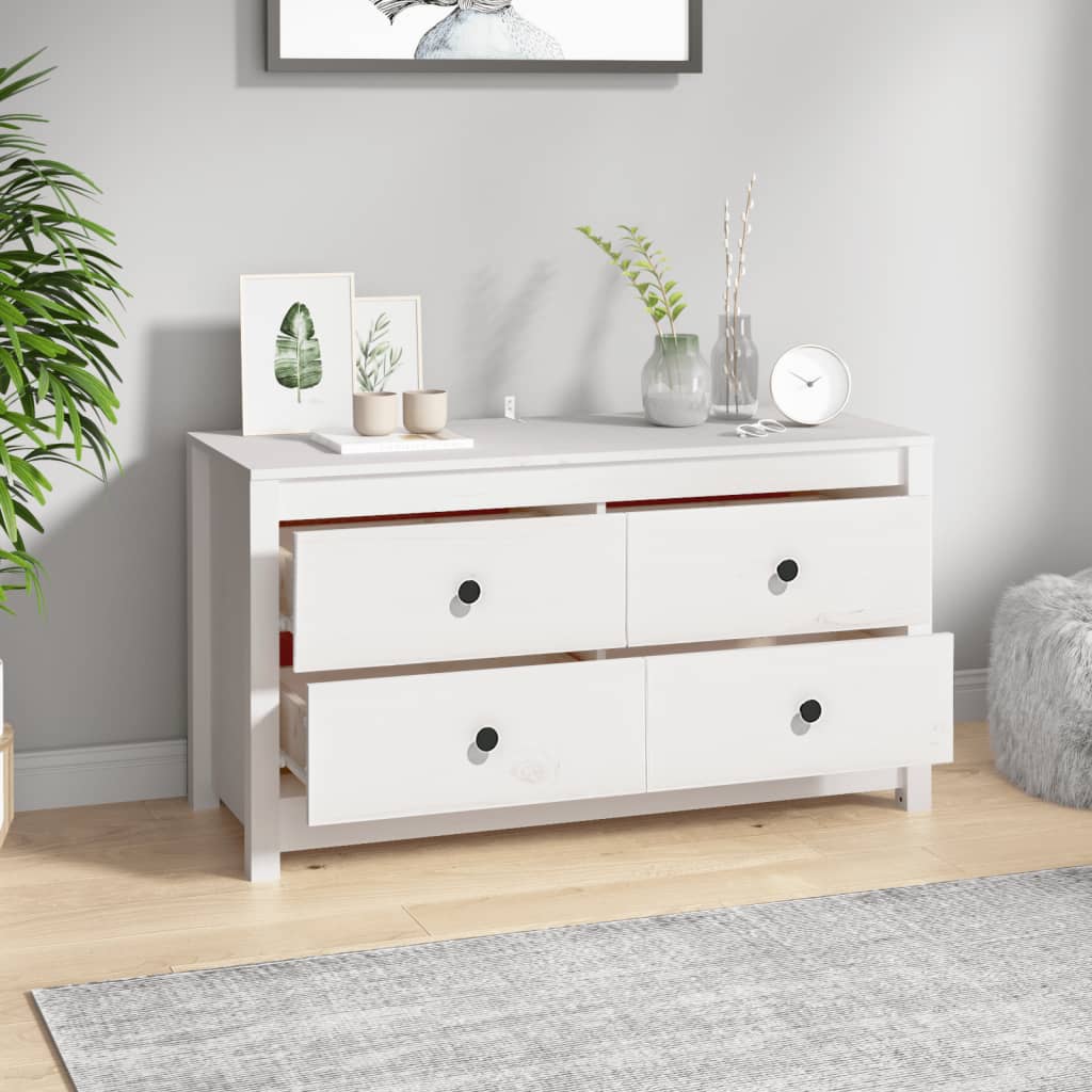 Dressoir 100X40X54 Cm Massief Grenenhout Wit