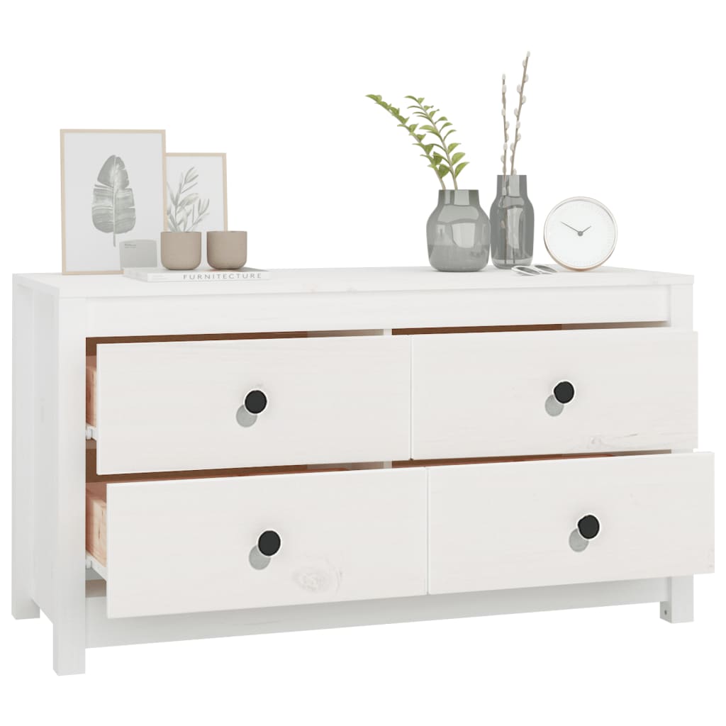 Dressoir 100X40X54 Cm Massief Grenenhout Wit