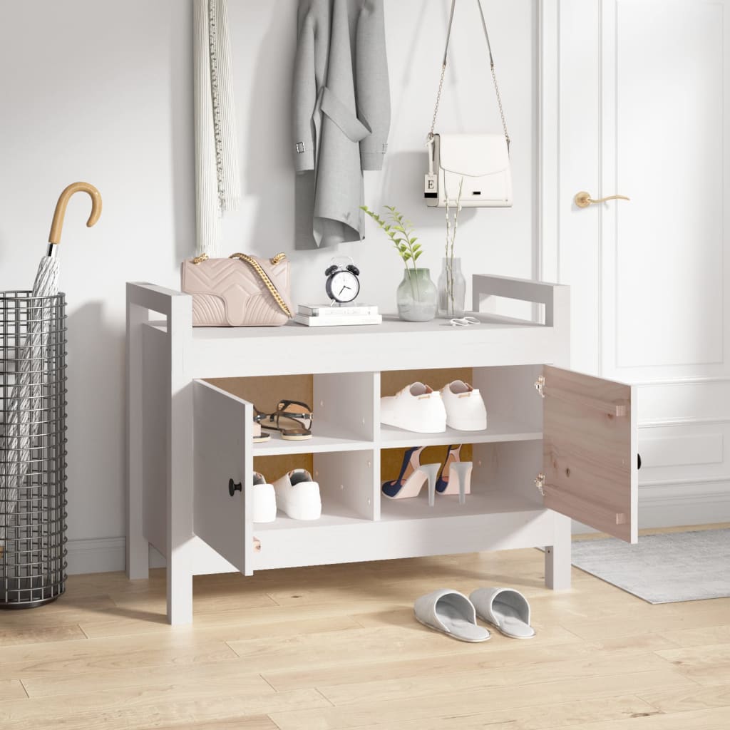 Halbankje 80X40X60 Cm Massief Grenenhout Wit