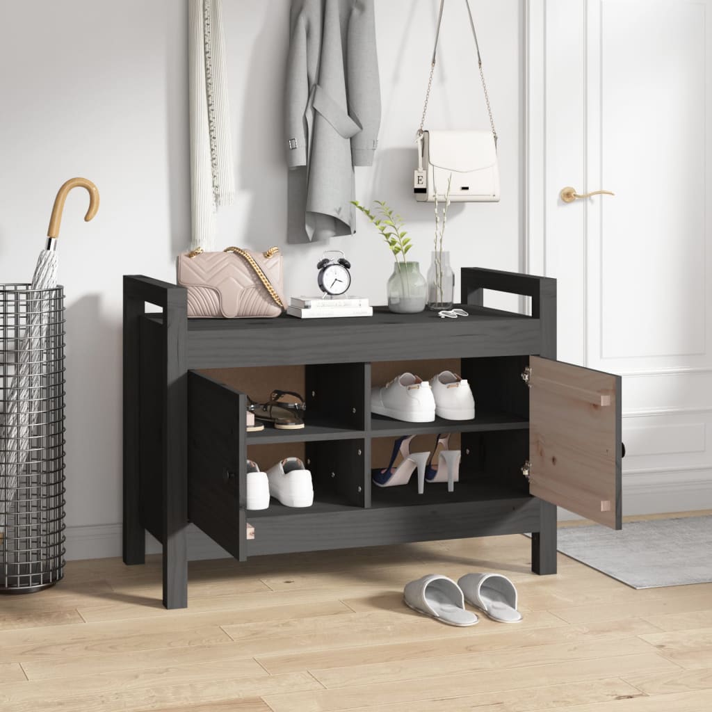 Halbankje 80X40X60 Cm Massief Grenenhout Grijs