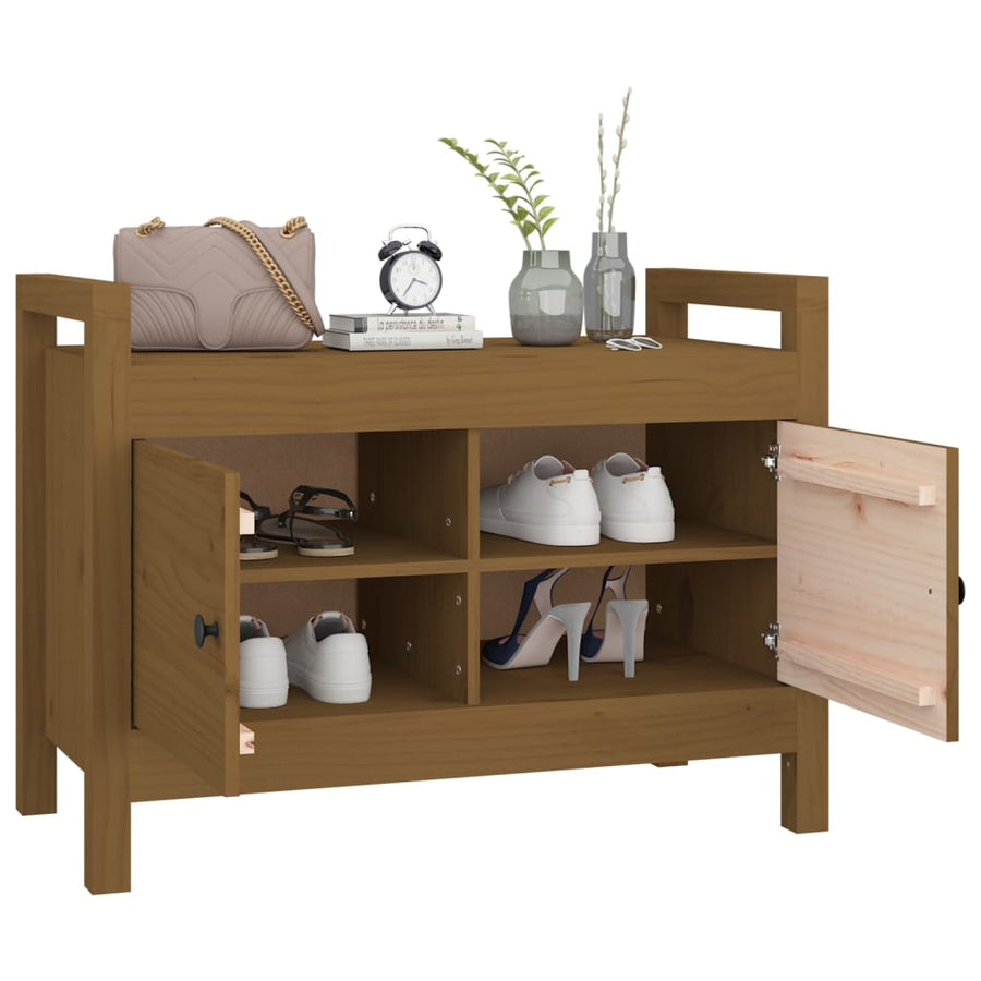 Halbankje 80X40X60 Cm Massief Grenenhout Honingbruin