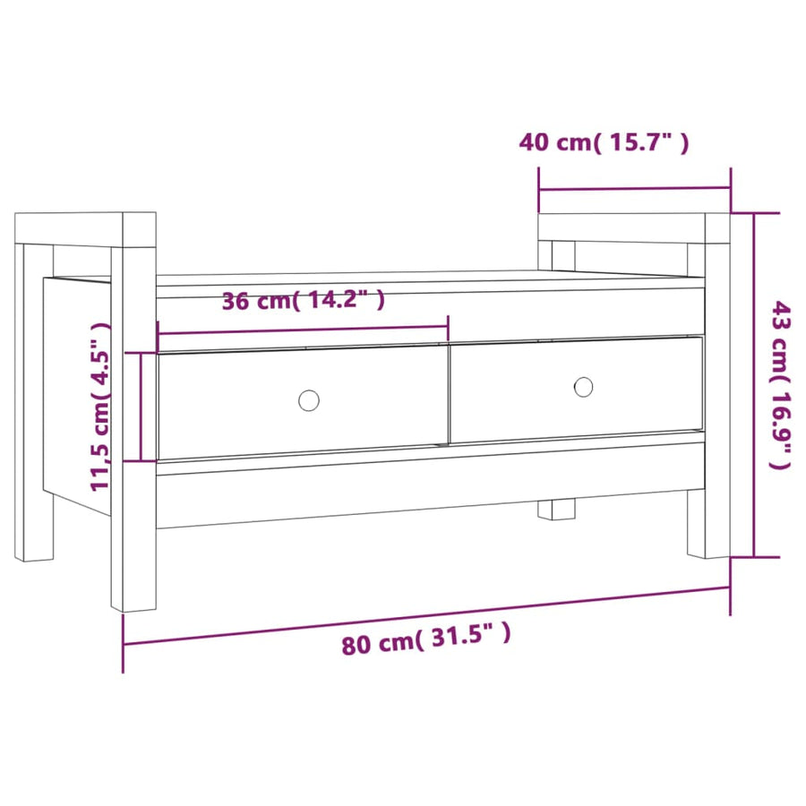 Halbankje 80X40X43 Cm Massief Grenenhout Grijs